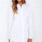 Mink Pink Call Me Crazy - Button-Up Top - Long Sleeve Top - White .