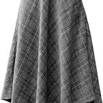 IDEALSANXUN Womens Plaid Wool Skirts Elastic Waist A-Line Pleated .