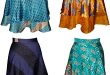 Wholesale Lot of 3 Vintage Sari 2 Layer Magic Wrap Skirt Multi .