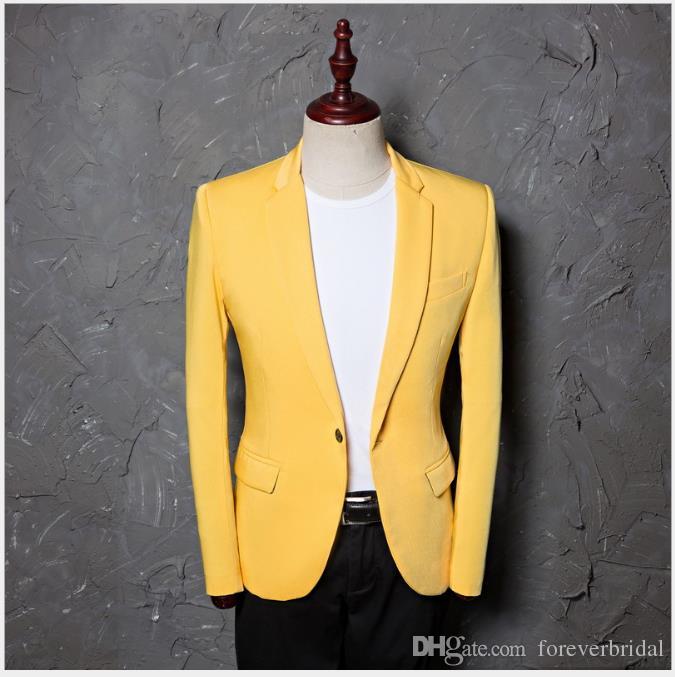 Yellow Fashion Suits Blazers For Men Casual Business Tuxedos .