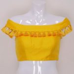 Yellow color raw silk designer ready made blouse - G3-RB0657 .