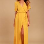 Lovely Golden Yellow Dress - Wrap Dress - Maxi Dre