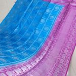 Pure Handloom Dupion Weaving Sarees with silver zari and contrast .