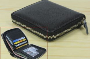 Fashion Men's Genuine Leather Wallet zip around Short money clip .