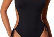 Fashionable V-neck one-piece swimsuits for summer fun!