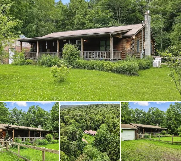 Charming 3-Bedroom Log Cabin on 20+ Secluded Acres in Sullivan County