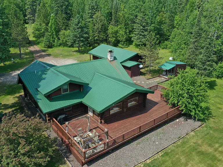 Rustic 40-Acre Log Retreat with Guest Cabin, Sauna,