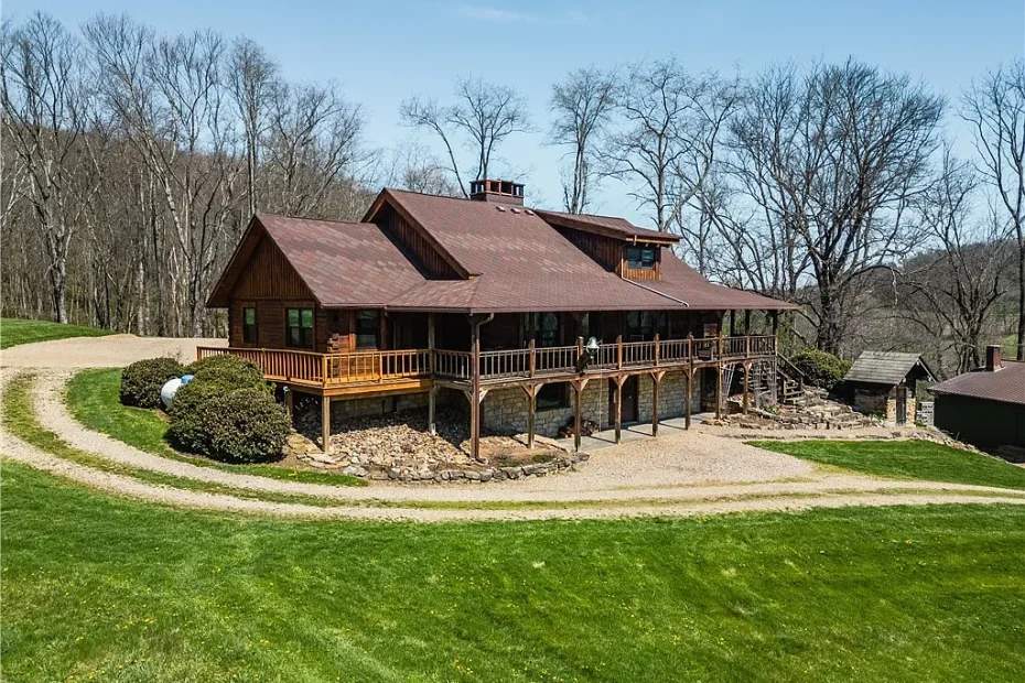 Private Log Home on Ninety-Five Acres in Lakeville, Ohio